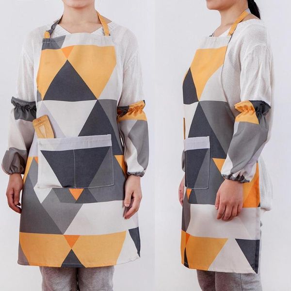 aprons s fashion triangle print waterproof with pocket for kitchen cooking 
aprons s fashion triangle print waterproof with pocket for kitchen cooking
