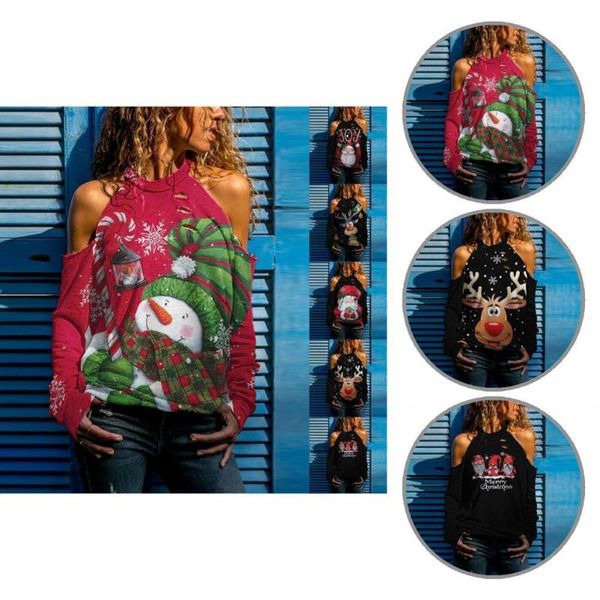 women's blouses & shirts shrinkable cuffs festive elk snowflake print women blouse streetwear, White
women's blouses & shirts shrinkable cuffs festive elk snowflake print women blouse streetwear, White