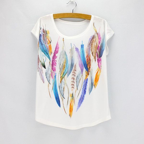 fashion colorful feather printing t shirt women 2021 new american & european vogue design girls tees wholesale, White
fashion colorful feather printing t shirt women 2021 new american & european vogue design girls tees wholesale, White