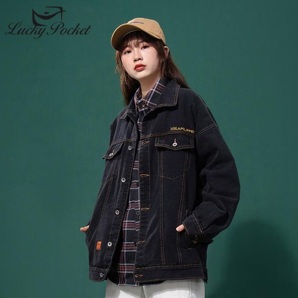 women's jackets women spring autumn plus size black denim jacket letter embroidery female cotton outerwear turn-down collar casual coat, Black;brown
women's jackets women spring autumn plus size black denim jacket letter embroidery female cotton outerwear turn-down collar casual coat, Black;brown