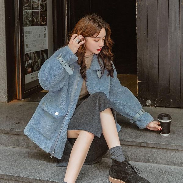 women's wool & blends autumn and winter ladies pure color lambskin sheepskin coat women casual warm jacket 2021 clothing, Black
women's wool & blends autumn and winter ladies pure color lambskin sheepskin coat women casual warm jacket 2021 clothing, Black