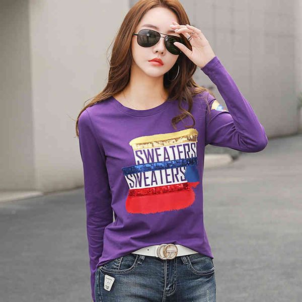 women's t-shirt shintime female long-sleeve shirt, trendy shirt with sequins for women, korean style, autumn 96qn, White
women's t-shirt shintime female long-sleeve shirt, trendy shirt with sequins for women, korean style, autumn 96qn, White