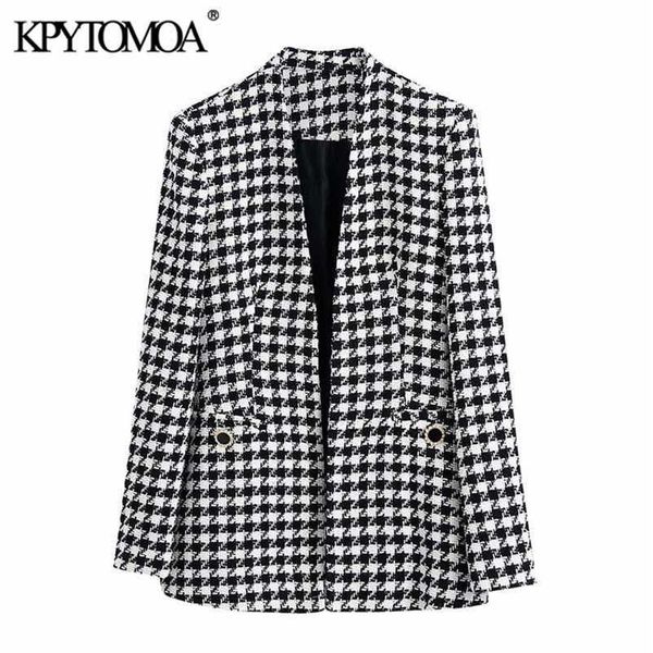 kpytomoa women fashion tweed houndstooth blazer coat vintage long sleeve welt pockets female outerwear chic veste 211116, White;black
kpytomoa women fashion tweed houndstooth blazer coat vintage long sleeve welt pockets female outerwear chic veste 211116, White;black