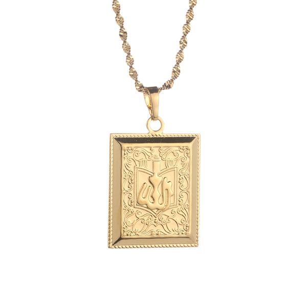 gold color islamic allah necklace with matching chain woman men jewelry, Silver 
gold color islamic allah necklace with matching chain woman men jewelry, Silver