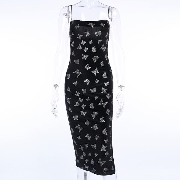 spaghetti straps long dress women bodycon sleeveless butterfly print split party dress female backless slim dress, Black;gray
spaghetti straps long dress women bodycon sleeveless butterfly print split party dress female backless slim dress, Black;gray