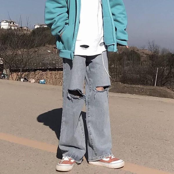 women's jeans ripped women high waist loose casual denim pants 2021 summer korean style vintage hole straight boyfriend p546, Blue
women's jeans ripped women high waist loose casual denim pants 2021 summer korean style vintage hole straight boyfriend p546, Blue