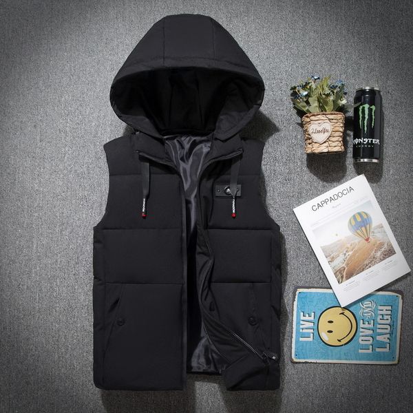 autumn and winter down warm cotton vest hooded solid color thickened waistcoat jacket men's coat, Black;white
autumn and winter down warm cotton vest hooded solid color thickened waistcoat jacket men's coat, Black;white