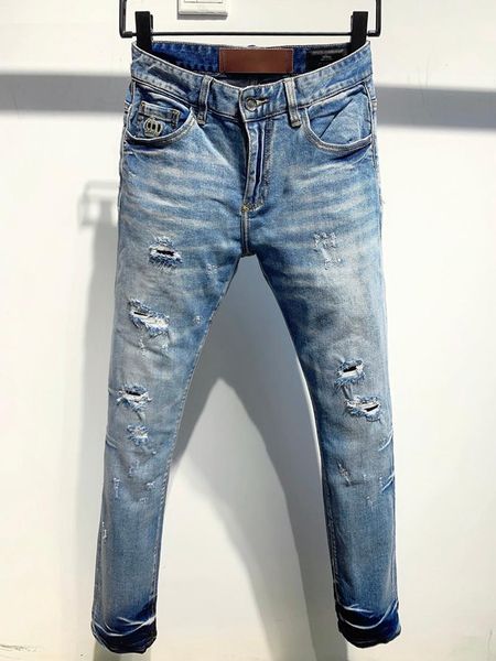 men's jeans original european style italy brand men pants slim biker denim straight trousers hole blue
men's jeans original european style italy brand men pants slim biker denim straight trousers hole blue