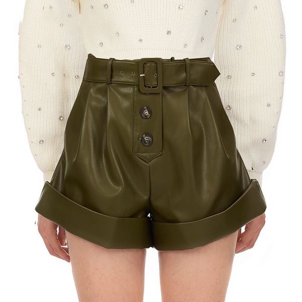 2021 new pantalones cortos de mujer autumn winter high waist army green/black pu leather woman shorts with sashes eaw8, White;black
2021 new pantalones cortos de mujer autumn winter high waist army green/black pu leather woman shorts with sashes eaw8, White;black
