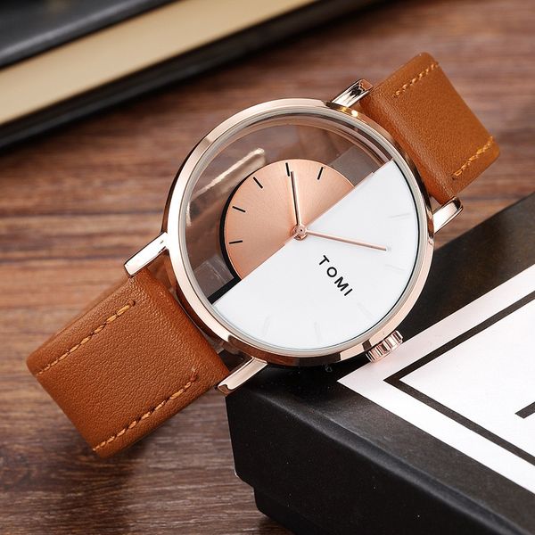 unique watch creative half transparent watch for men women couple geek stylish leather wristwatch fashion quartz-watch249z, Slivery;brown
unique watch creative half transparent watch for men women couple geek stylish leather wristwatch fashion quartz-watch249z, Slivery;brown