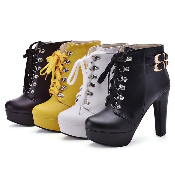 boots yqbtdl fashion lace up high heel women autumn winter yellow white wedding shoes woman footwear buckle platform ankle boot, Black
boots yqbtdl fashion lace up high heel women autumn winter yellow white wedding shoes woman footwear buckle platform ankle boot, Black