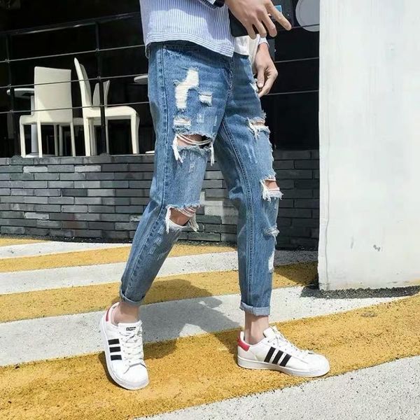 men's jeans 2021 spring and summer japanese korean ripped punk bike straight denim pants, Blue
men's jeans 2021 spring and summer japanese korean ripped punk bike straight denim pants, Blue