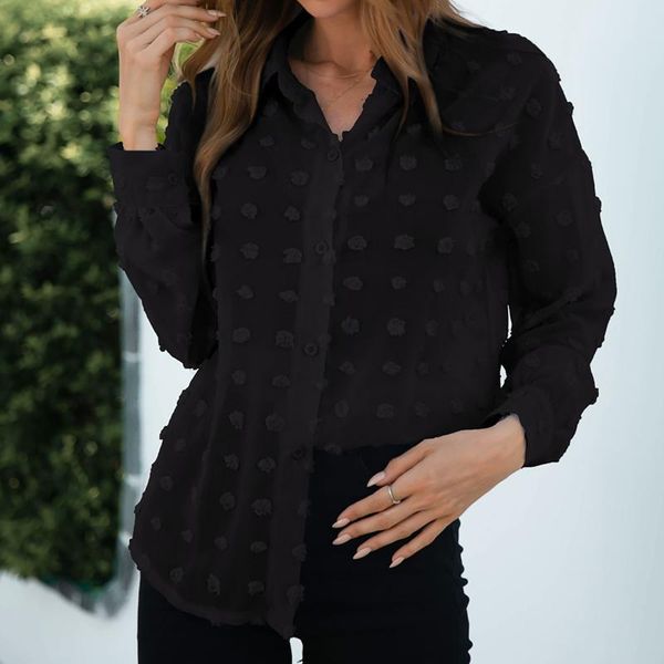 women's blouses & shirts button solid color t-shirt lapel fashion loose long sleeves blouse camisas de mujer tee shirt femme, White
women's blouses & shirts button solid color t-shirt lapel fashion loose long sleeves blouse camisas de mujer tee shirt femme, White