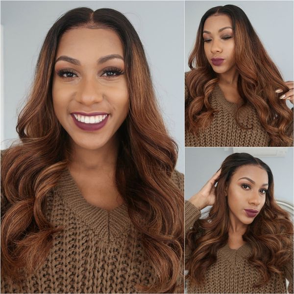 130 density #1b #30 full lace ombre human hair wigs long wavy two tone glueless lace front wig with baby hair around, Black;brown
130 density #1b #30 full lace ombre human hair wigs long wavy two tone glueless lace front wig with baby hair around, Black;brown