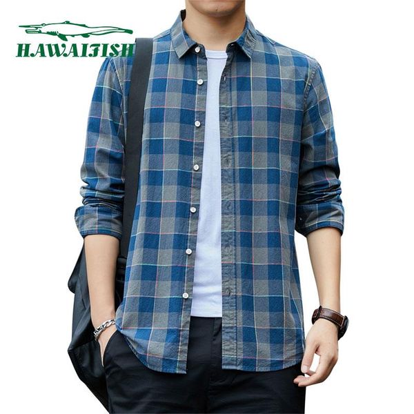 men's casual shirts hawaifish brand 2021 autumn long-sleeved plaid shirt loose cotton camisa masculina, White;black
men's casual shirts hawaifish brand 2021 autumn long-sleeved plaid shirt loose cotton camisa masculina, White;black