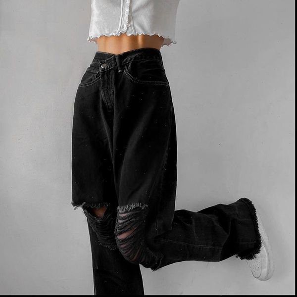 fashion holes high waist women jeans femme pantalon vintage streetwear loose korean trousers joggers denim pants, Blue
fashion holes high waist women jeans femme pantalon vintage streetwear loose korean trousers joggers denim pants, Blue