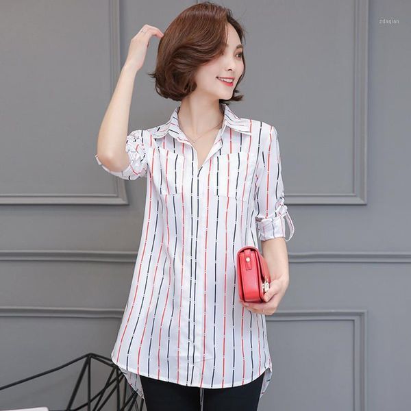 women's blouses & shirts #3002 spring vertrical striped print blouse women korean style plus size for loose turn-down collar office, White
women's blouses & shirts #3002 spring vertrical striped print blouse women korean style plus size for loose turn-down collar office, White