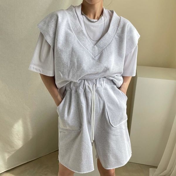two piece dress korea chic simple round neck short-sleeved t-shirt + v-neck loose pullover vest lace-up double-pocket casual pants, White
two piece dress korea chic simple round neck short-sleeved t-shirt + v-neck loose pullover vest lace-up double-pocket casual pants, White