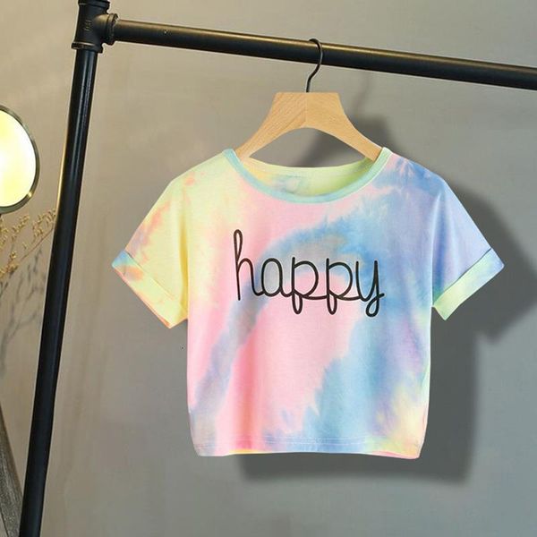 female t-shirt 2021 casual summer short sleeve girls happy printed tie children color block tees sports shirts fitness, White
female t-shirt 2021 casual summer short sleeve girls happy printed tie children color block tees sports shirts fitness, White