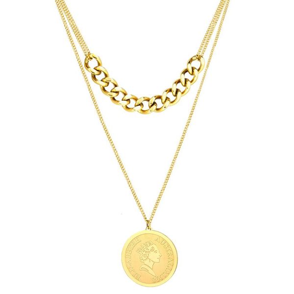 firebros 2021 new gold color stainless steel queen elizabeth coin pendant paired chain necklace choker women hip hop jewelry, Golden;silver
firebros 2021 new gold color stainless steel queen elizabeth coin pendant paired chain necklace choker women hip hop jewelry, Golden;silver