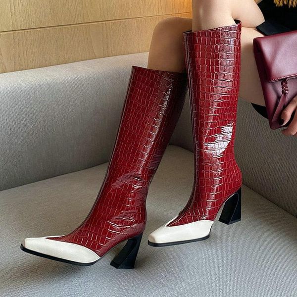 boots 202 1genuine leather women knee high thick heel square toe ladies quality mixed color women's, Black
boots 202 1genuine leather women knee high thick heel square toe ladies quality mixed color women's, Black