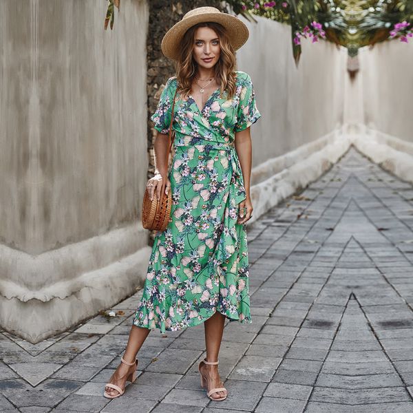 summer ladies vacation style medium long floral print women 2021 new elegant ruffles v-neck short sleeve beach e0vc, Black;gray
summer ladies vacation style medium long floral print women 2021 new elegant ruffles v-neck short sleeve beach e0vc, Black;gray