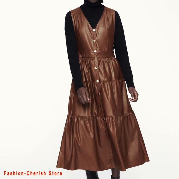 autumn winter 2021 fashion women midi mid-calf faux leather tank dresses office ladies a-line v-neck buttons elegant pu dress, Black;gray
autumn winter 2021 fashion women midi mid-calf faux leather tank dresses office ladies a-line v-neck buttons elegant pu dress, Black;gray