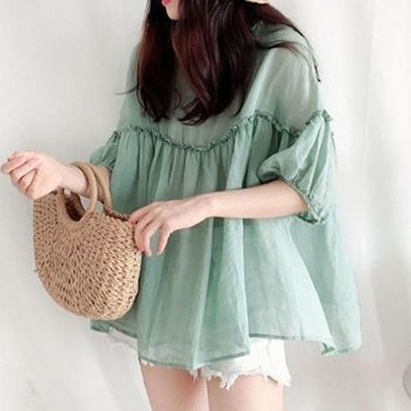 women's blouses & shirts blouse switching round neck plain ladies fashion five-quarter sleeve medium-long shirt 2021 solid color fresh, White
women's blouses & shirts blouse switching round neck plain ladies fashion five-quarter sleeve medium-long shirt 2021 solid color fresh, White