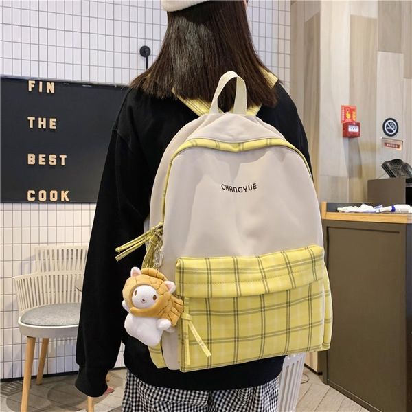 backpack 2021 plaid hit color college style large capacity women female male sweet students korean school bag for girl boy
backpack 2021 plaid hit color college style large capacity women female male sweet students korean school bag for girl boy