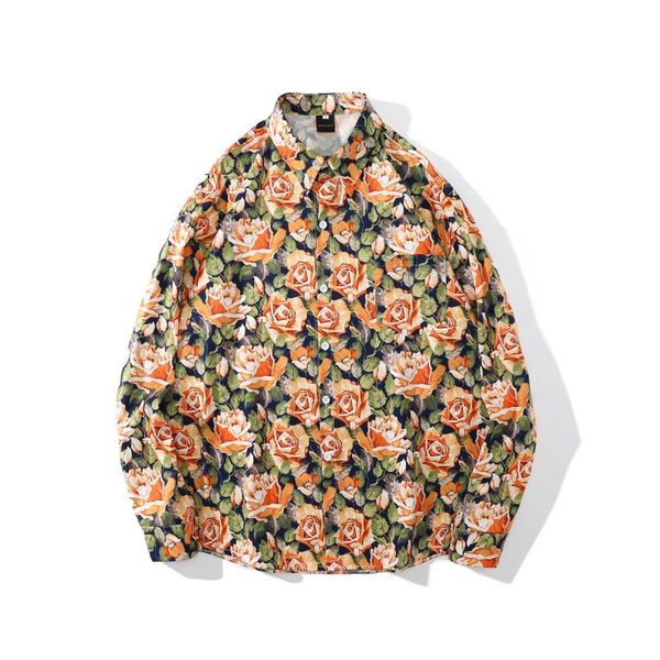 men's casual shirts brand harajuku hip hop rose flowers floral print long sleeve blouse streetwear loose men button, White;black
men's casual shirts brand harajuku hip hop rose flowers floral print long sleeve blouse streetwear loose men button, White;black
