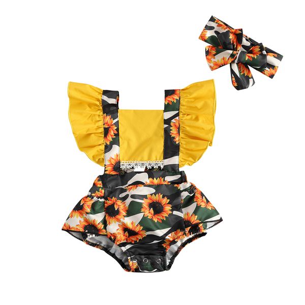 0-24m infant newborn baby girls sunflower patchwork ruffled sleeve bodysuits jumpsuit headband set kids summer clothing, White
0-24m infant newborn baby girls sunflower patchwork ruffled sleeve bodysuits jumpsuit headband set kids summer clothing, White