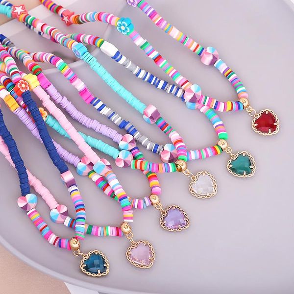 pendant necklaces bohemian soft clay choker necklace women colorful crystal heart charm lovely clavicle chain party jewelry gifts, Silver
pendant necklaces bohemian soft clay choker necklace women colorful crystal heart charm lovely clavicle chain party jewelry gifts, Silver