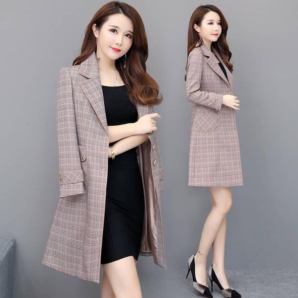 women's wool & blends plaid windbreaker jacket mid-length 2021 spring and autumn fashion slim thin western style clothing, Black
women's wool & blends plaid windbreaker jacket mid-length 2021 spring and autumn fashion slim thin western style clothing, Black