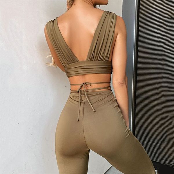 bandage v-neck sleeveless crop and pants two piece sets backless women club party outfit matching set, White
bandage v-neck sleeveless crop and pants two piece sets backless women club party outfit matching set, White