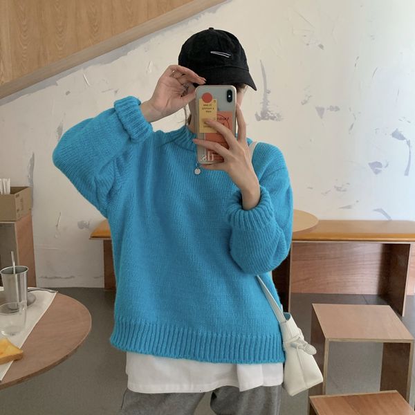 2021 autumn and winter new college style female students pure color korean loose long-sleeved wild knitted sweater 3q9d, White;black
2021 autumn and winter new college style female students pure color korean loose long-sleeved wild knitted sweater 3q9d, White;black
