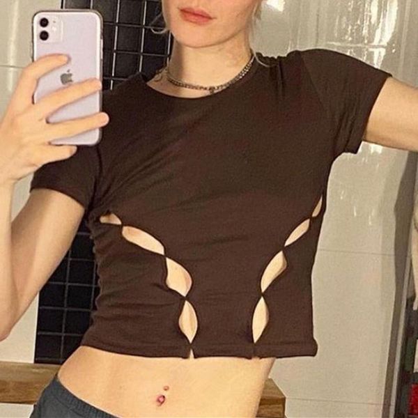 women's t-shirt woman t-shirts y2k mall goth e-girl punk hollow out short sleeve brown o-neck basic aesthetics streetwear crop 90s, White
women's t-shirt woman t-shirts y2k mall goth e-girl punk hollow out short sleeve brown o-neck basic aesthetics streetwear crop 90s, White