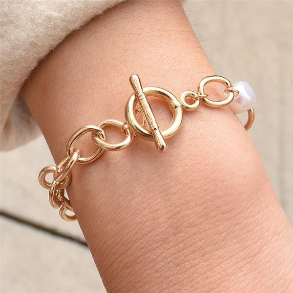 link, chain fashion punk imitation pearl lock bracelet women ot buckle thick link bangles charm jewelry wedding gift, Black
link, chain fashion punk imitation pearl lock bracelet women ot buckle thick link bangles charm jewelry wedding gift, Black