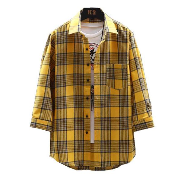 men's casual shirts spring summer men shirt fashion breathable plaid lapel comfortable 7 points sleeve button, White;black
men's casual shirts spring summer men shirt fashion breathable plaid lapel comfortable 7 points sleeve button, White;black
