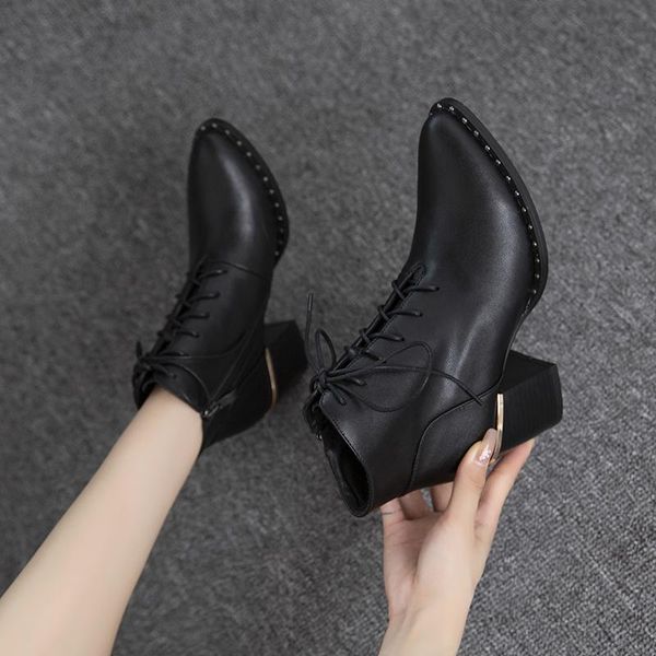 boots high-quality soft leather 2021 snow women's thick heel and velvet mar mid-heel cotton shoes, Black
boots high-quality soft leather 2021 snow women's thick heel and velvet mar mid-heel cotton shoes, Black