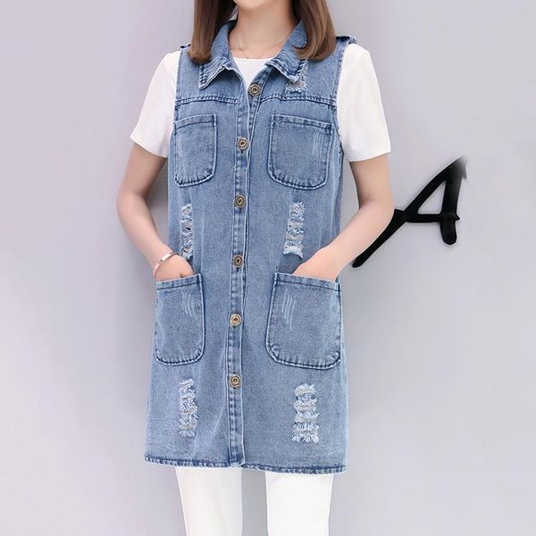 women's vests 2021 denim vest jacket women fashion spring summer plus size sleeveless hole long outerwear female casual jeans waistcoat, Black;white
women's vests 2021 denim vest jacket women fashion spring summer plus size sleeveless hole long outerwear female casual jeans waistcoat, Black;white