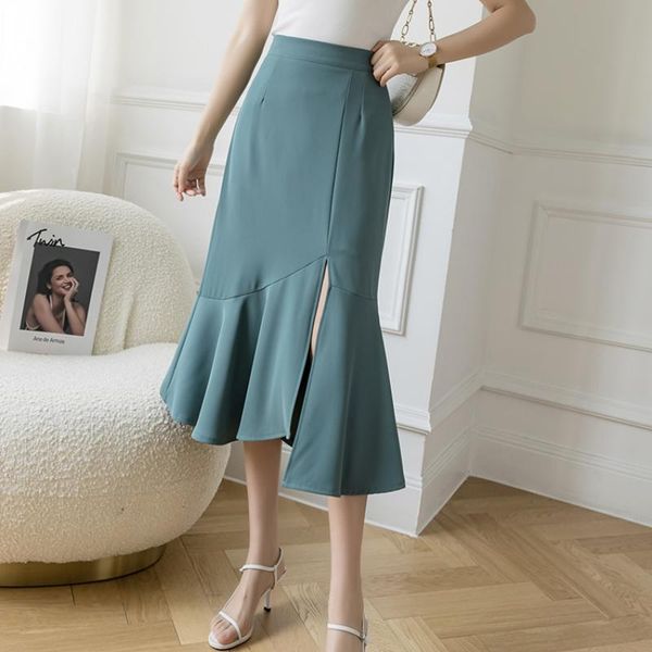 skirts elegant ruffled elastic high waist midi skirt solid color a-line slit summer womens office lady fashion long, Black
skirts elegant ruffled elastic high waist midi skirt solid color a-line slit summer womens office lady fashion long, Black