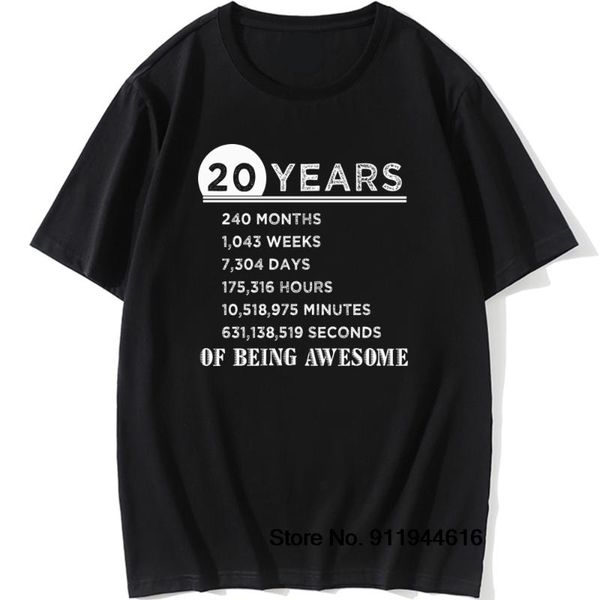 men's t-shirts vintage 20th birthday gift idea t-shirt 20 years old of being awesome anniversary t shirt cotton men party present tees, White;black
men's t-shirts vintage 20th birthday gift idea t-shirt 20 years old of being awesome anniversary t shirt cotton men party present tees, White;black