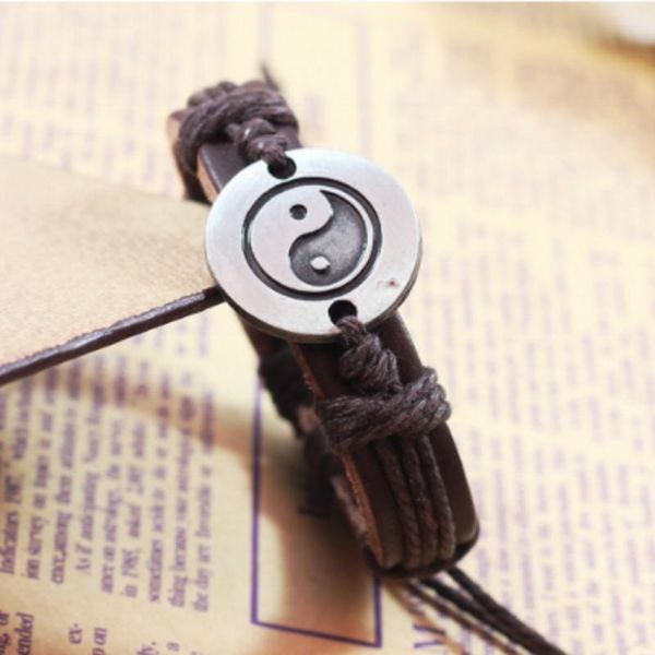 charm bracelets chinese yin and yang alloy leather bracelet nylon rope braided brown black men's retro for men, Golden;silver
charm bracelets chinese yin and yang alloy leather bracelet nylon rope braided brown black men's retro for men, Golden;silver
