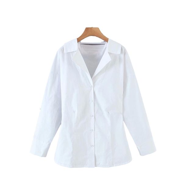 women's blouses & shirts slim women v neck soft cotton blouse 2021 spring-autumn fashion ladies high street single-breasted female, White
women's blouses & shirts slim women v neck soft cotton blouse 2021 spring-autumn fashion ladies high street single-breasted female, White