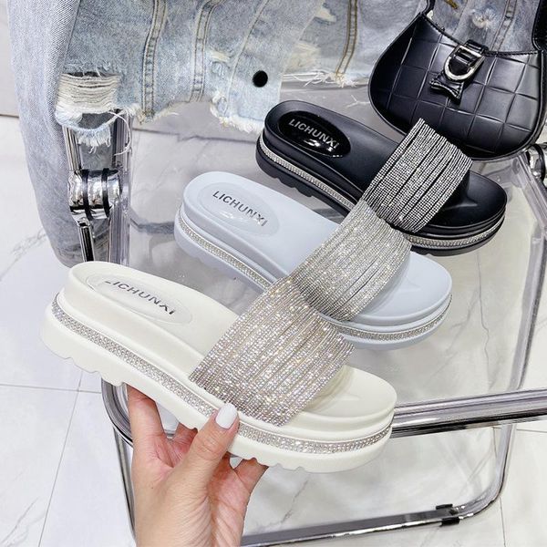 slippers women's outdoor flats 2021 summer chunky platform sandals for ladies rhinestones luxury muffin-soled shoes slides, Black
slippers women's outdoor flats 2021 summer chunky platform sandals for ladies rhinestones luxury muffin-soled shoes slides, Black