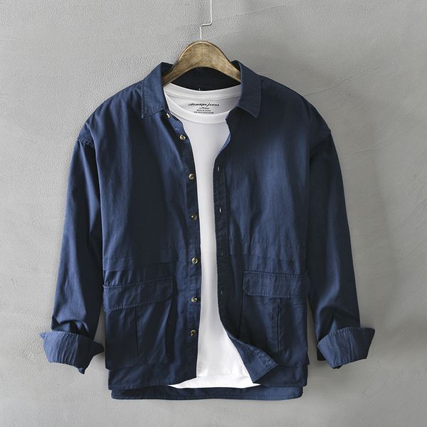 2021 autumn new drak blue men's shirts 100% cotton double pockets sleeve long fashion casual clothes y3426 ib00, White
2021 autumn new drak blue men's shirts 100% cotton double pockets sleeve long fashion casual clothes y3426 ib00, White