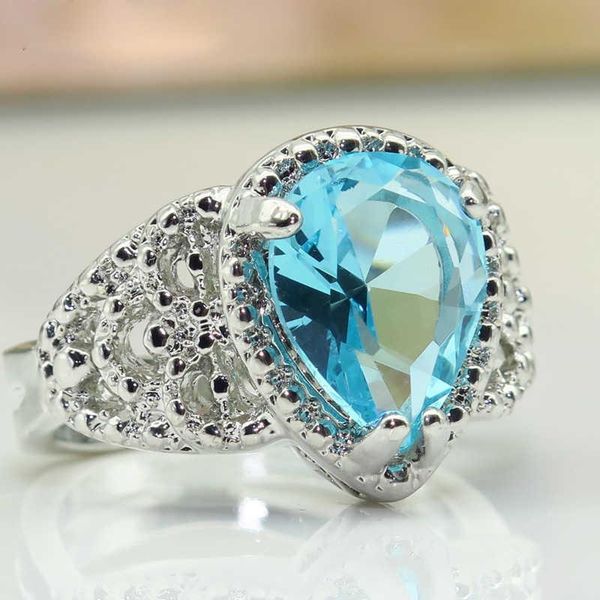 wedding rings water drop ring set with light blue zircon women's engagement jewelry size 6-10, Slivery;golden
wedding rings water drop ring set with light blue zircon women's engagement jewelry size 6-10, Slivery;golden