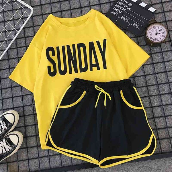run casual sports suit womens set yellow white summer sunday print letter short-sleeve shorts two-piece pants set women outfits, Gray
run casual sports suit womens set yellow white summer sunday print letter short-sleeve shorts two-piece pants set women outfits, Gray