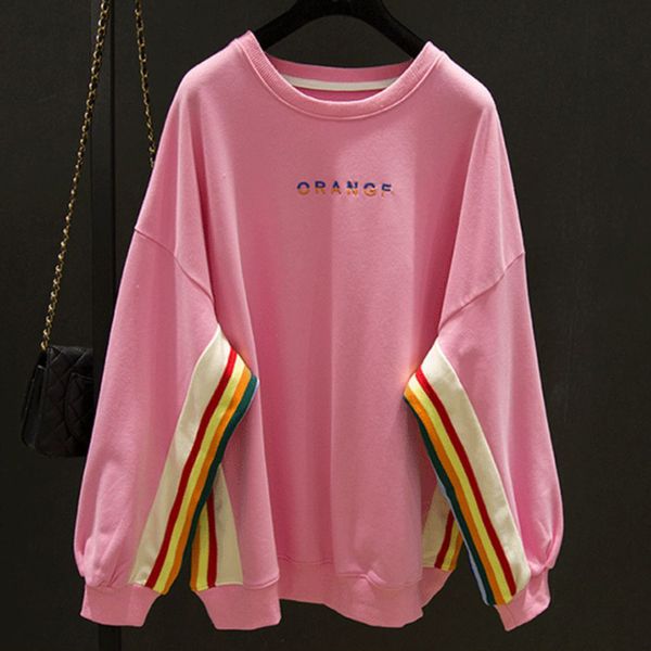 2021 pink raiow striped sleeve kawaii crewneck sweatshirt women loose casual winter basic new fashion brand korean girls 1nio, Black
2021 pink raiow striped sleeve kawaii crewneck sweatshirt women loose casual winter basic new fashion brand korean girls 1nio, Black