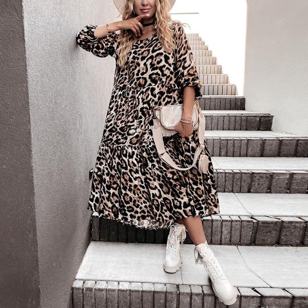 casual dresses autumn leopard print women long dress o-neck sleeve loose style midi 2021 female office vestidos arrivals, Black;gray
casual dresses autumn leopard print women long dress o-neck sleeve loose style midi 2021 female office vestidos arrivals, Black;gray